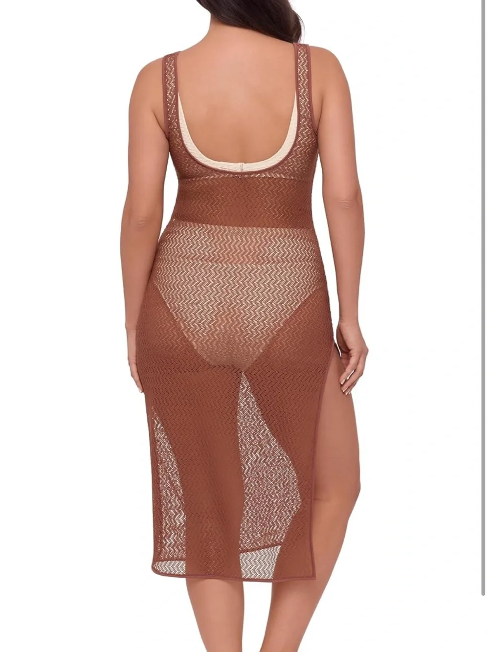 S3 Swim Crochet Dress With Leg Opening, Latte XL. 2376/bb6-1